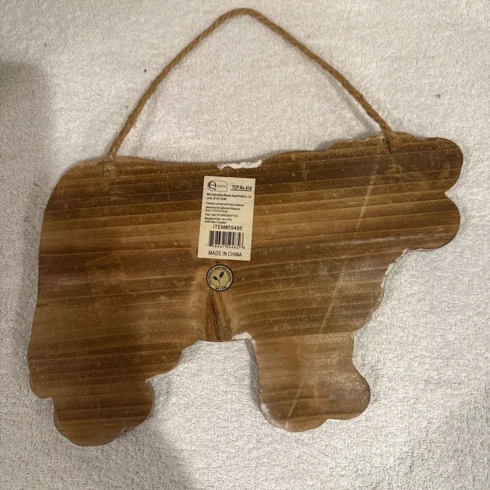 Mill‎ Longhai Meijia Cow Shaped Farmhouse Sign Wood Metal Hanging 12 1/2